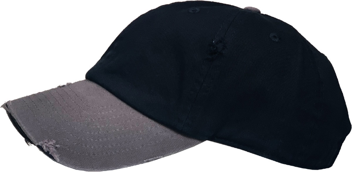 Black Dark Gray Two Tone Distressed Vintage Baseball Cap Side View